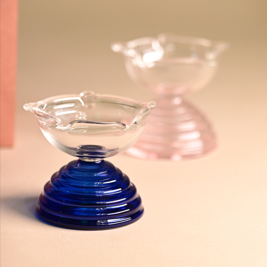 Glass Tea Light Candle Holder - Modern Diya Design