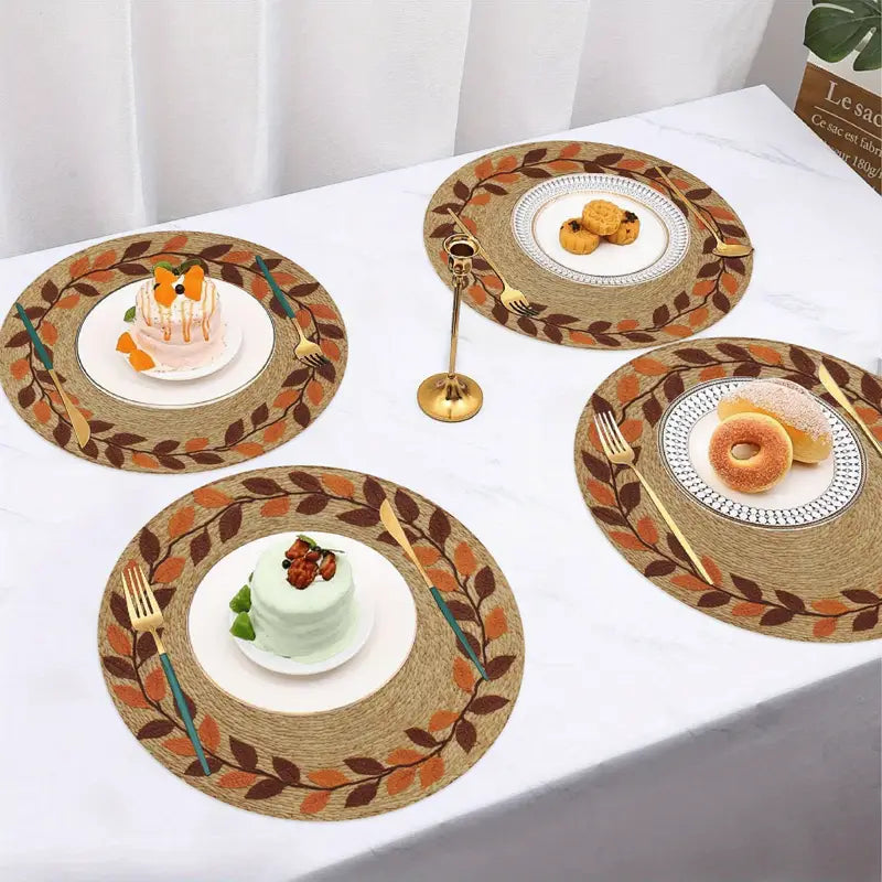 Yellow Woven Placemats - Non-Slip Round Table Mats (Set of 4)