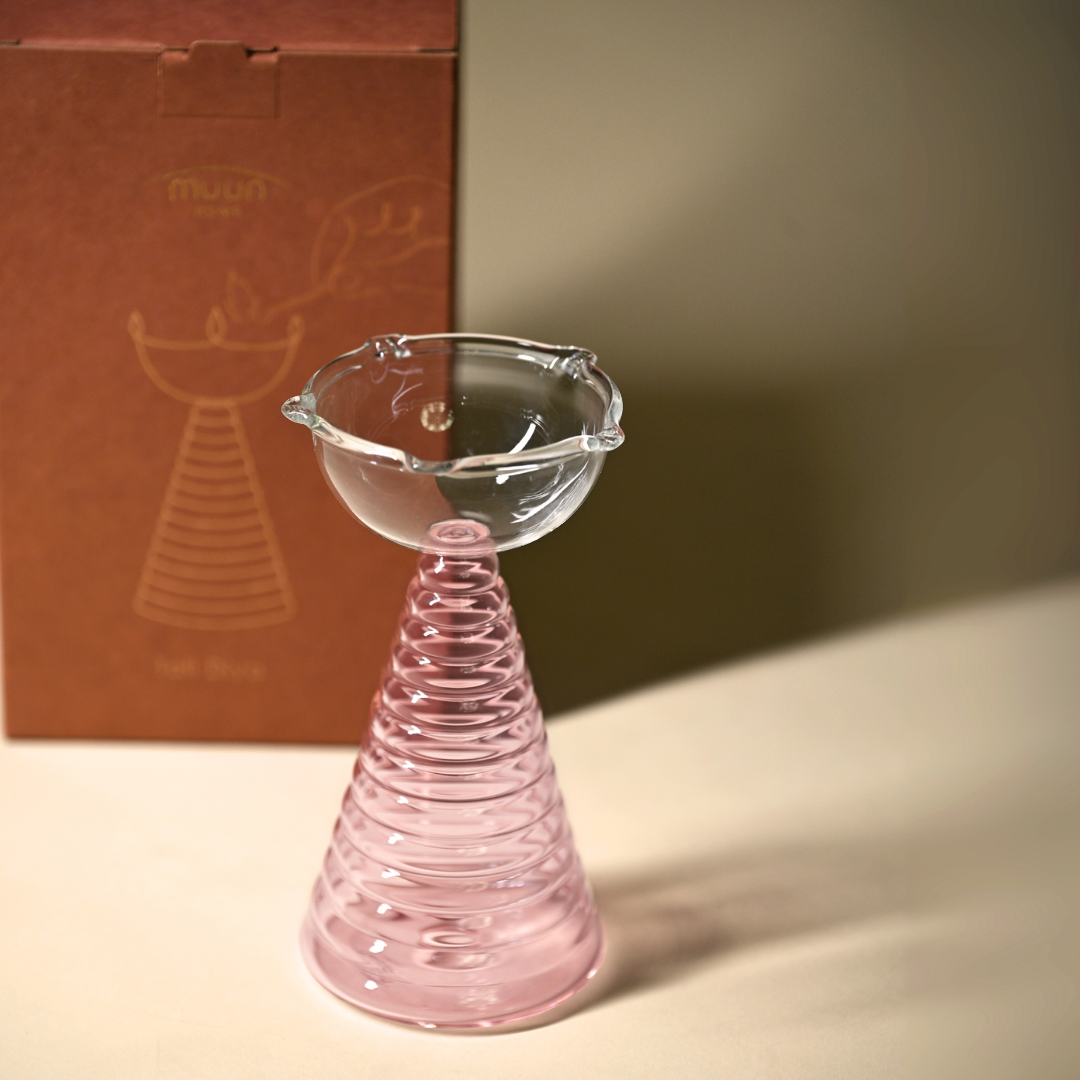 Glass Diya Candle Holder - Tall, Tea Light