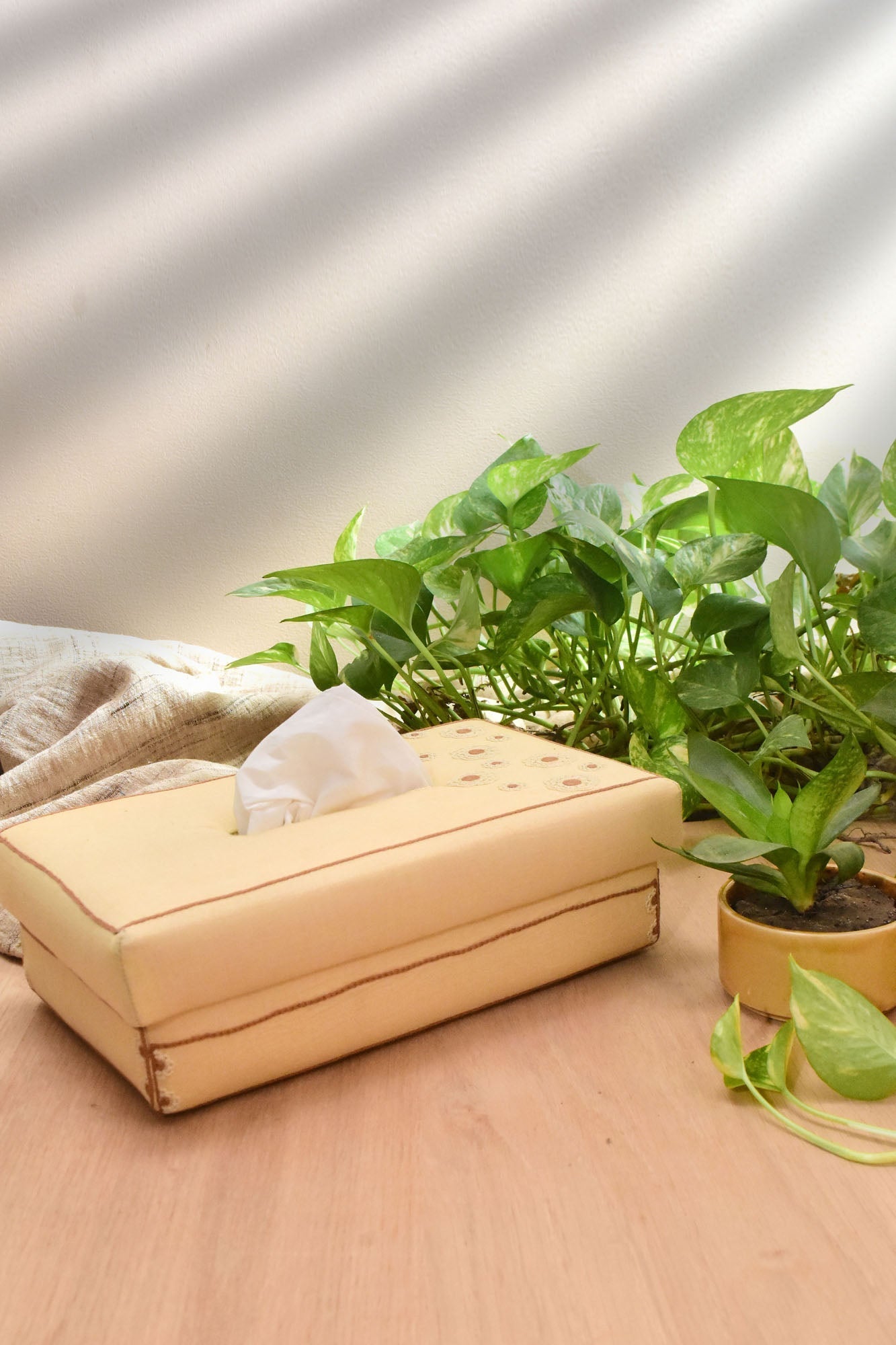 Hand Woven Cotton Tissue Box - Japanese Hand Embroidery