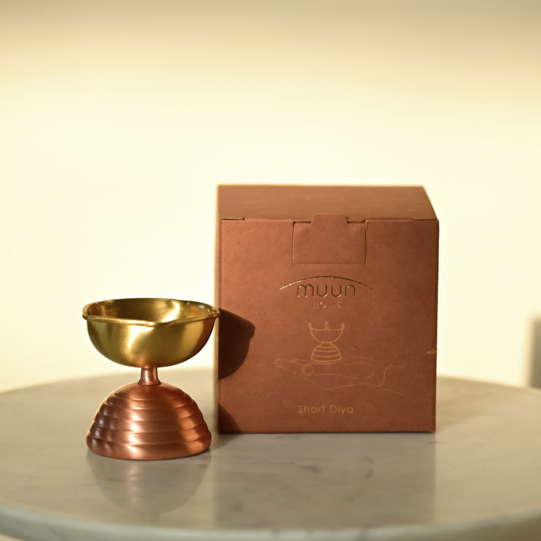 Brass & Copper Candle Holder - Sculptural Modern Design
