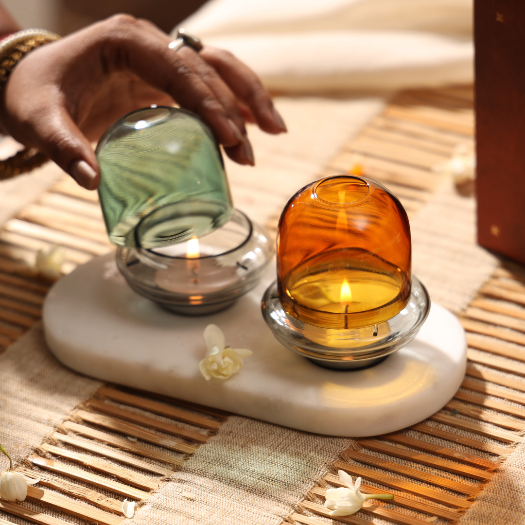 Borosilicate Glass Candle Holder Dome - 2 Colors