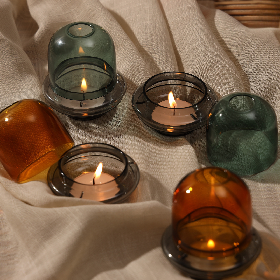 Borosilicate Glass Candle Holder Dome - 2 Colors