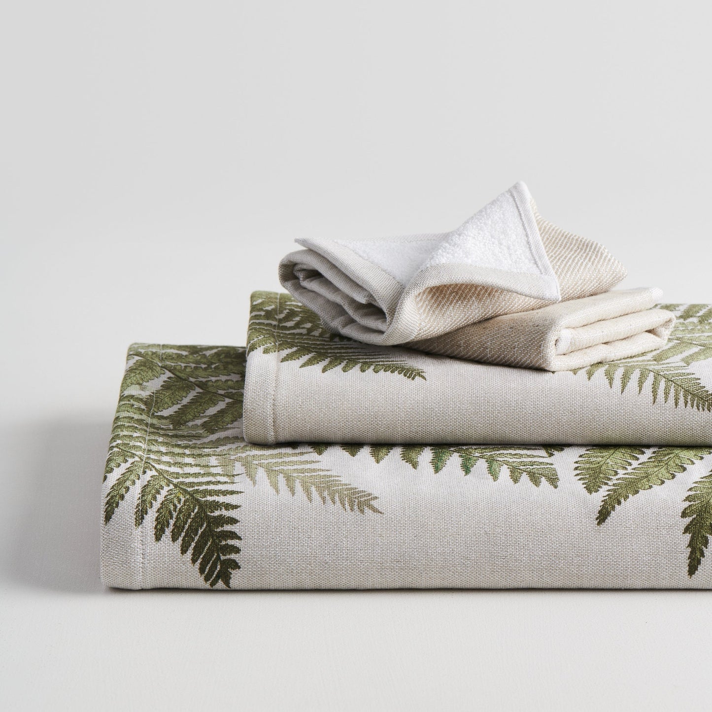 Bamboo Cotton Towel Hammam Terry - Fern Print, Bath Set