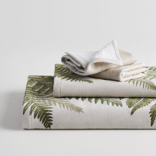 Bamboo Cotton Towel Hammam Terry - Fern Print, Bath Set