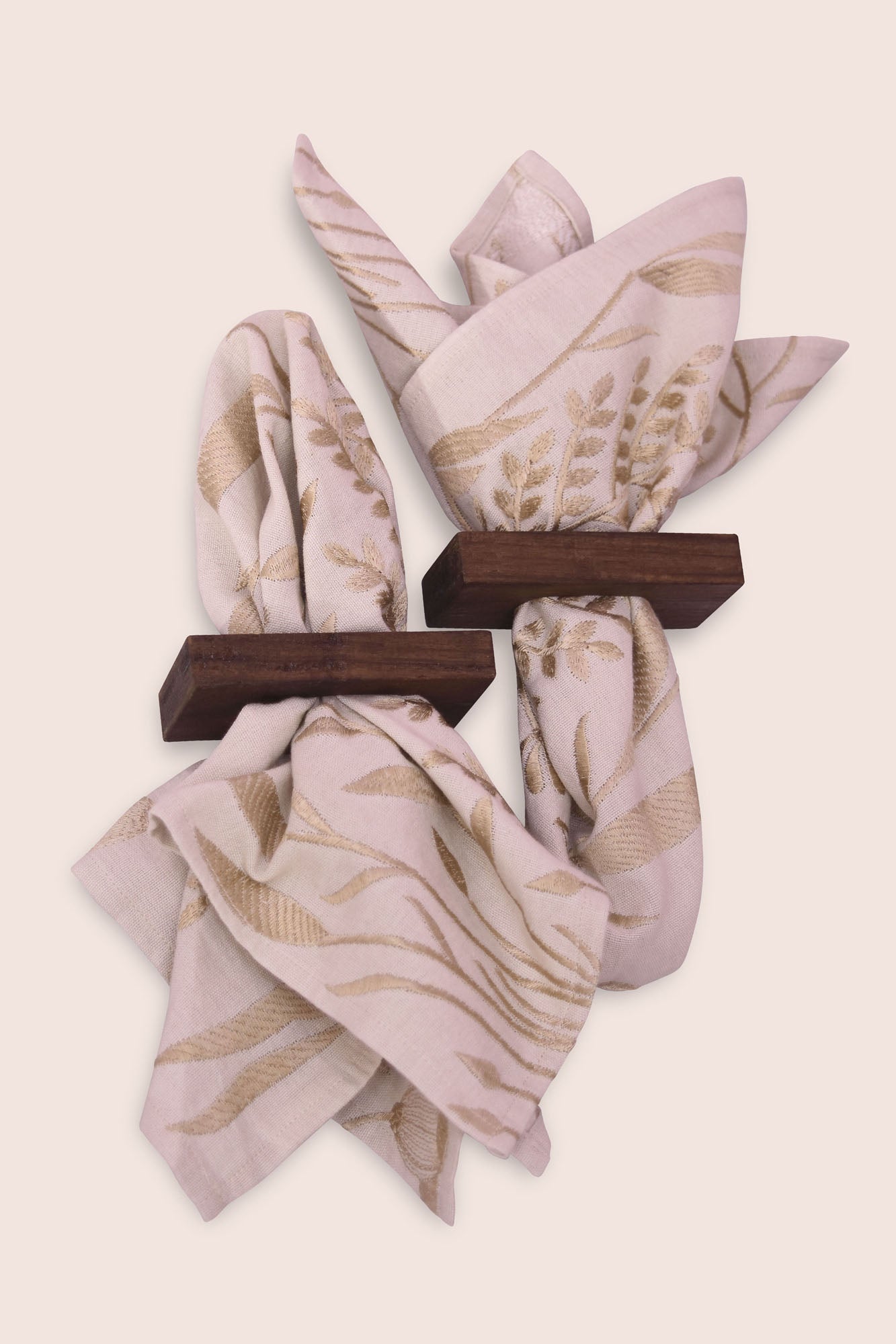Handmade Natural Wood Rectangular Napkin Ring - Set of 2