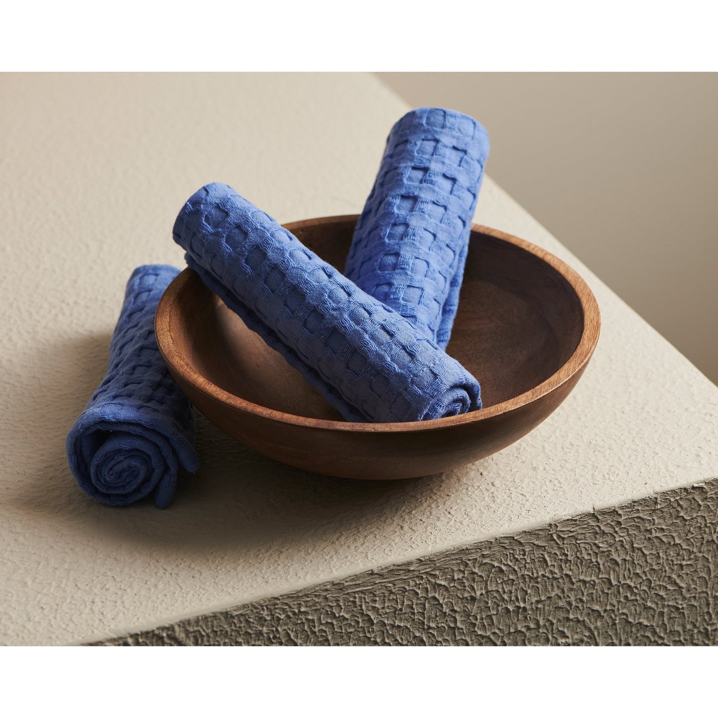 Cotton Waffle Face Towel - Cobalt, Absorbent