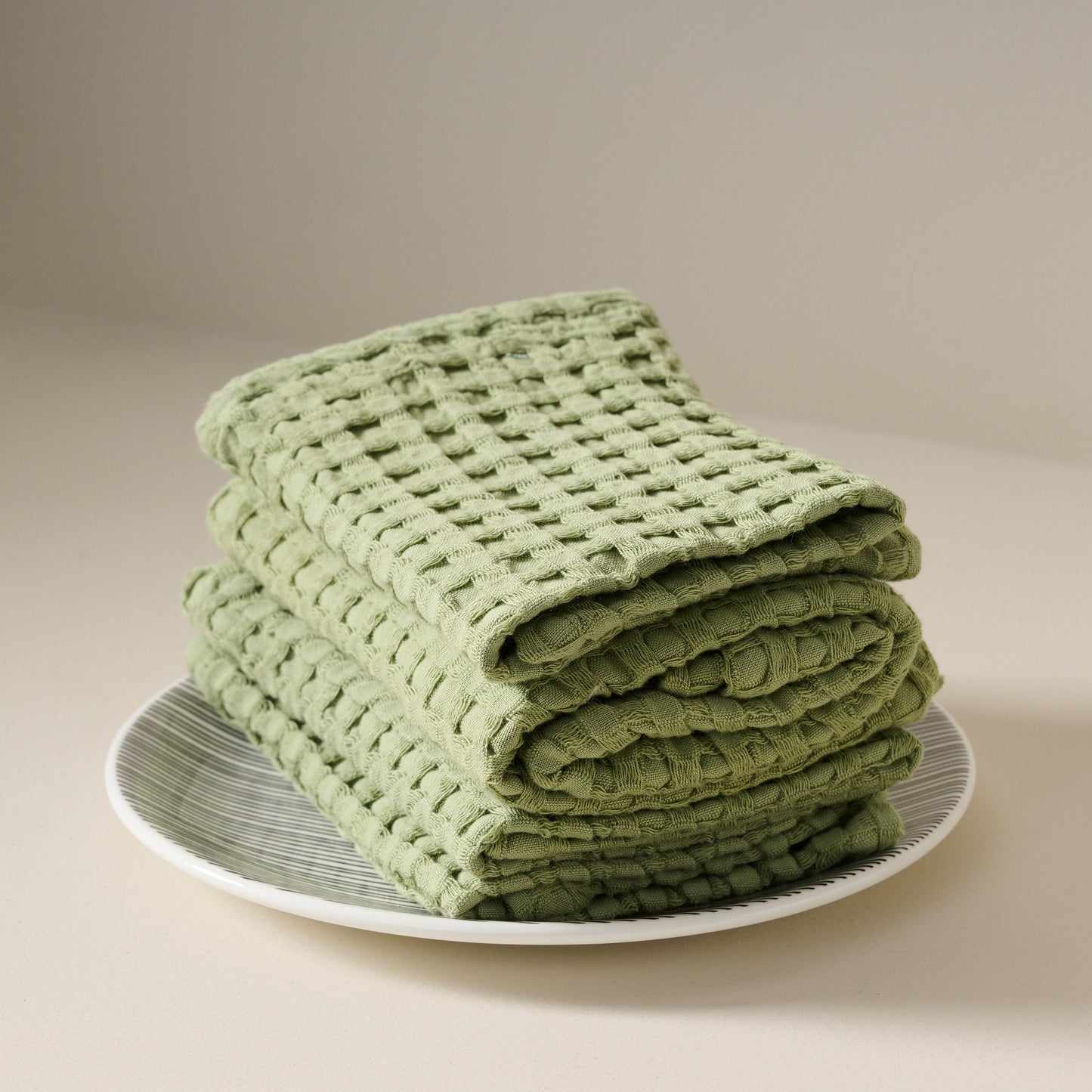 Waffle Cotton Towel - Frosted Green
