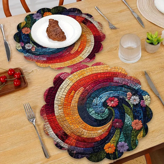 Bohemian Round Placemats (Set of 4) - Colorful Festive Table Decor