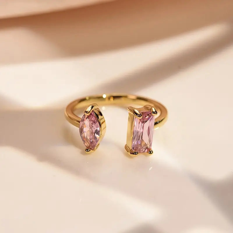 Adjustable CZ Ring - Geometric Women's Fashion Jewelry