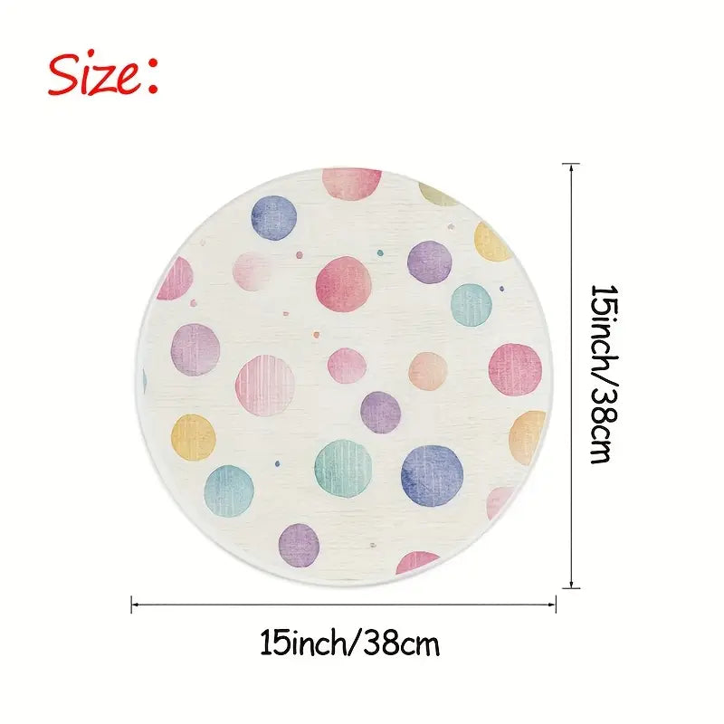 Polka Dot Placemats - Round White Fabric Table Mats (Set of 4)