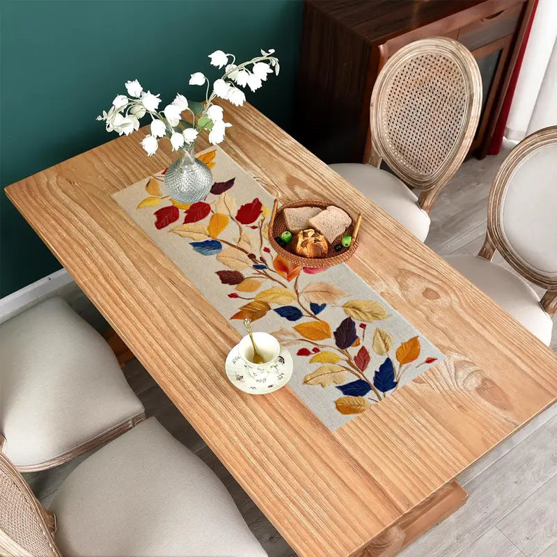 Autumn Leaf Table Runner - Colorful Fall Dining and Coffee Table Decor