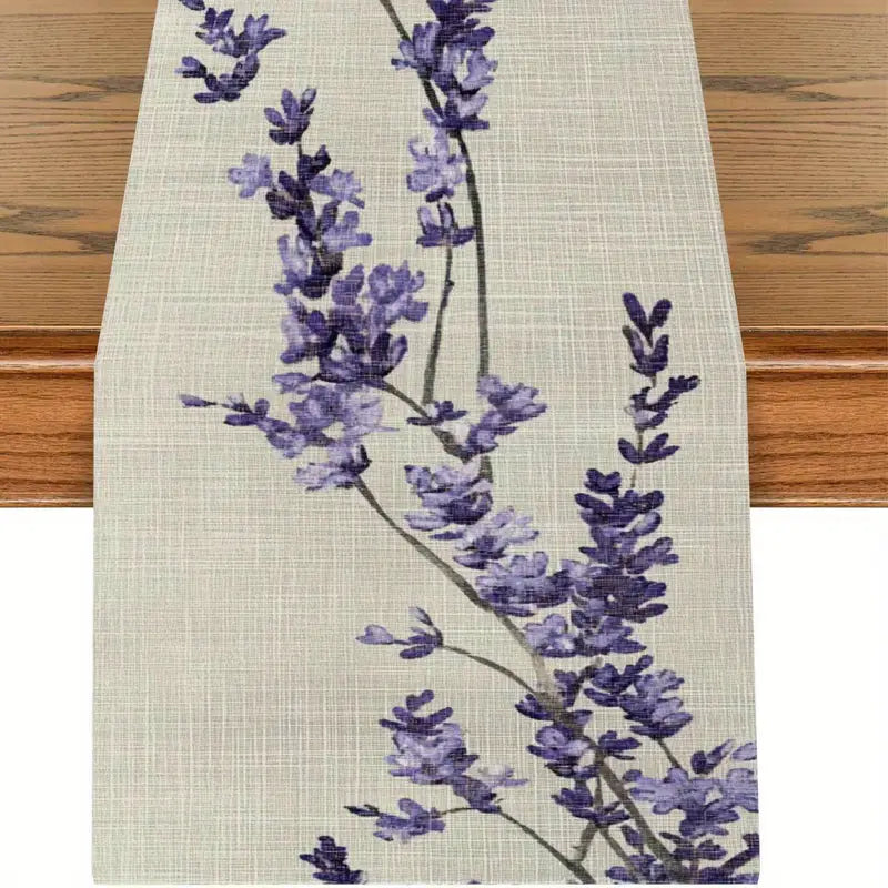 Purple Lavender Table Runner - Elegant Polyester Dining and Kitchen Decor
