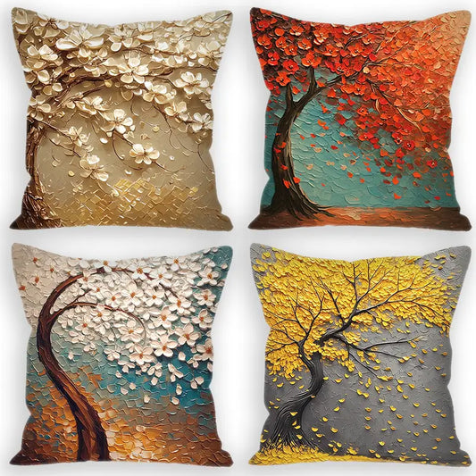 Summer Throw Pillow Covers 45x45cm - Soft Plush Decorative Cushion Cases