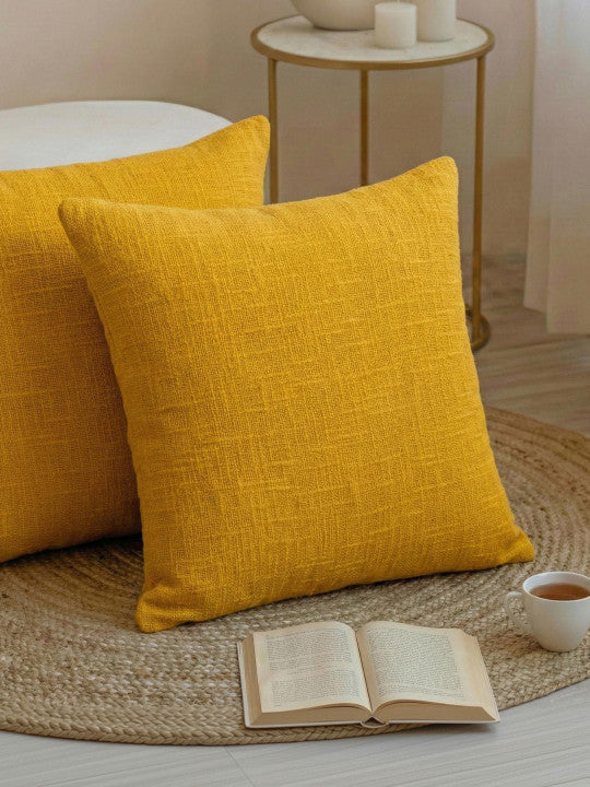 Set of 2 - Textured Home Decor Accents – Pillow Covers – Cotton Self-Design