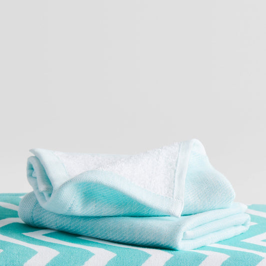 Cotton Hammam Terry Face Towel - Quick-Drying, Aqua