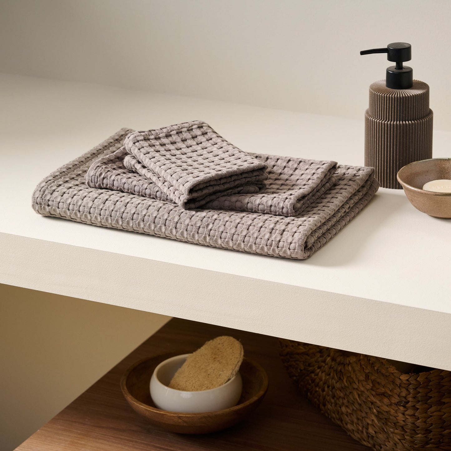 Cotton Bamboo Waffle Towel - Bath Set