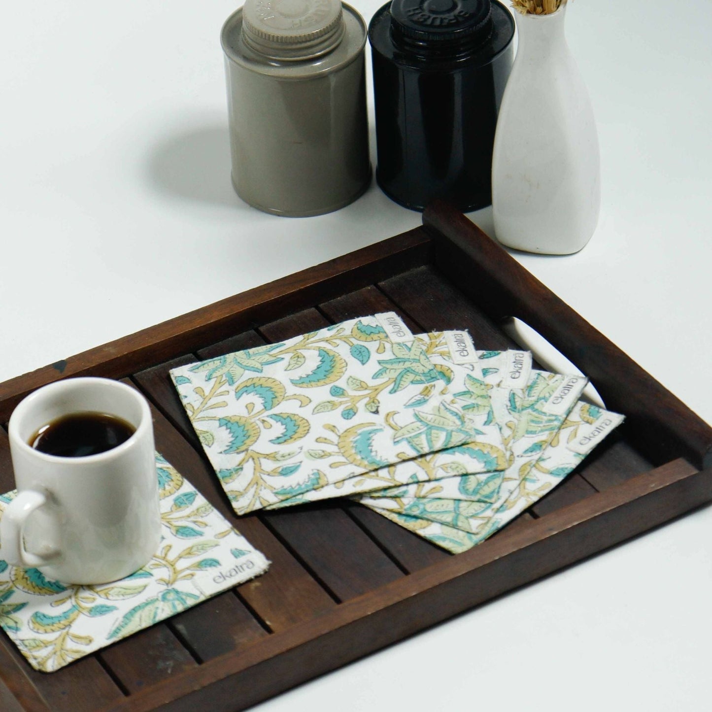 Hand-Stitched Cotton Coasters - Set of 6
