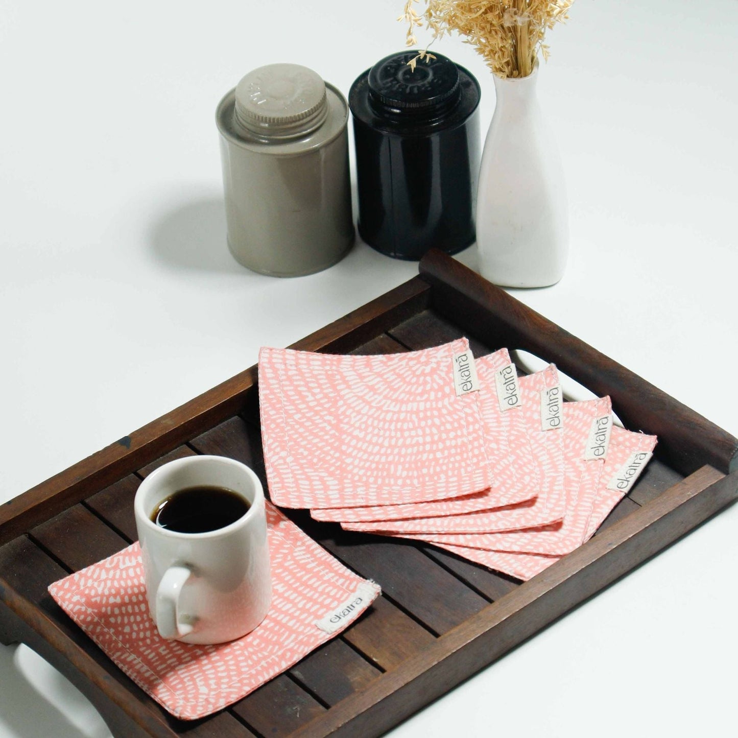 Hand-Stitched Cotton Coasters - Set of 6