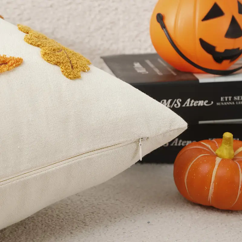 Autumn Leaf Embroidered Cushion Covers - 2pc Set