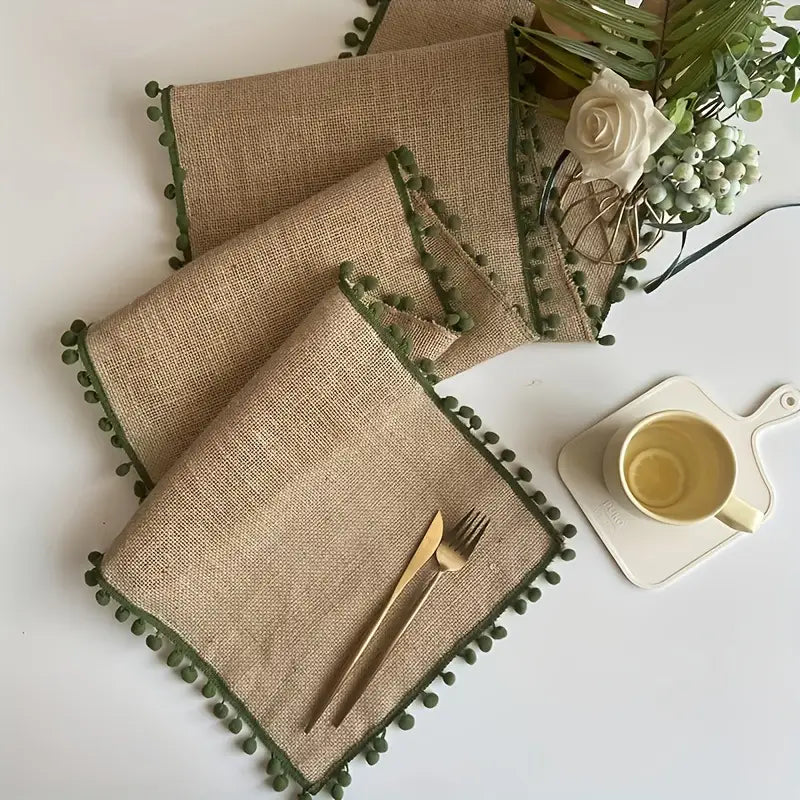 Rustic Linen Look Table Runner - Woven Jute Dining Decor