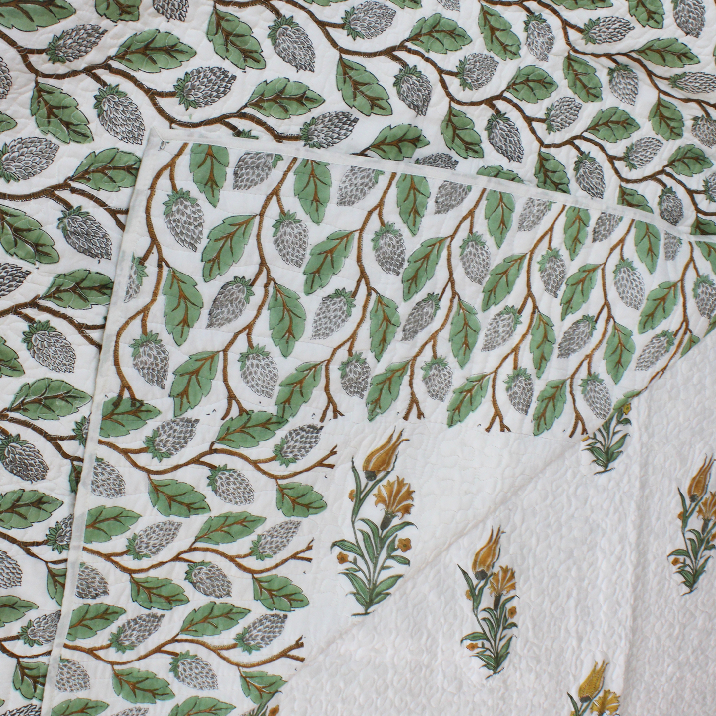 Bedsheet | Handblock Cotton Quilted | 3 Pc Set