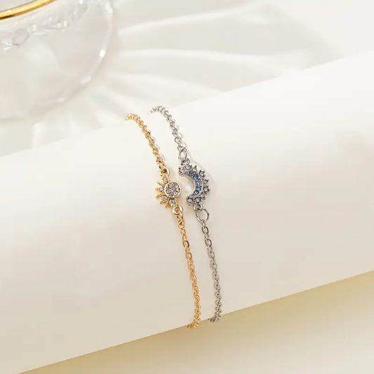Sun Moon Bracelet Set - Alloy Charm Bracelets Jewelry