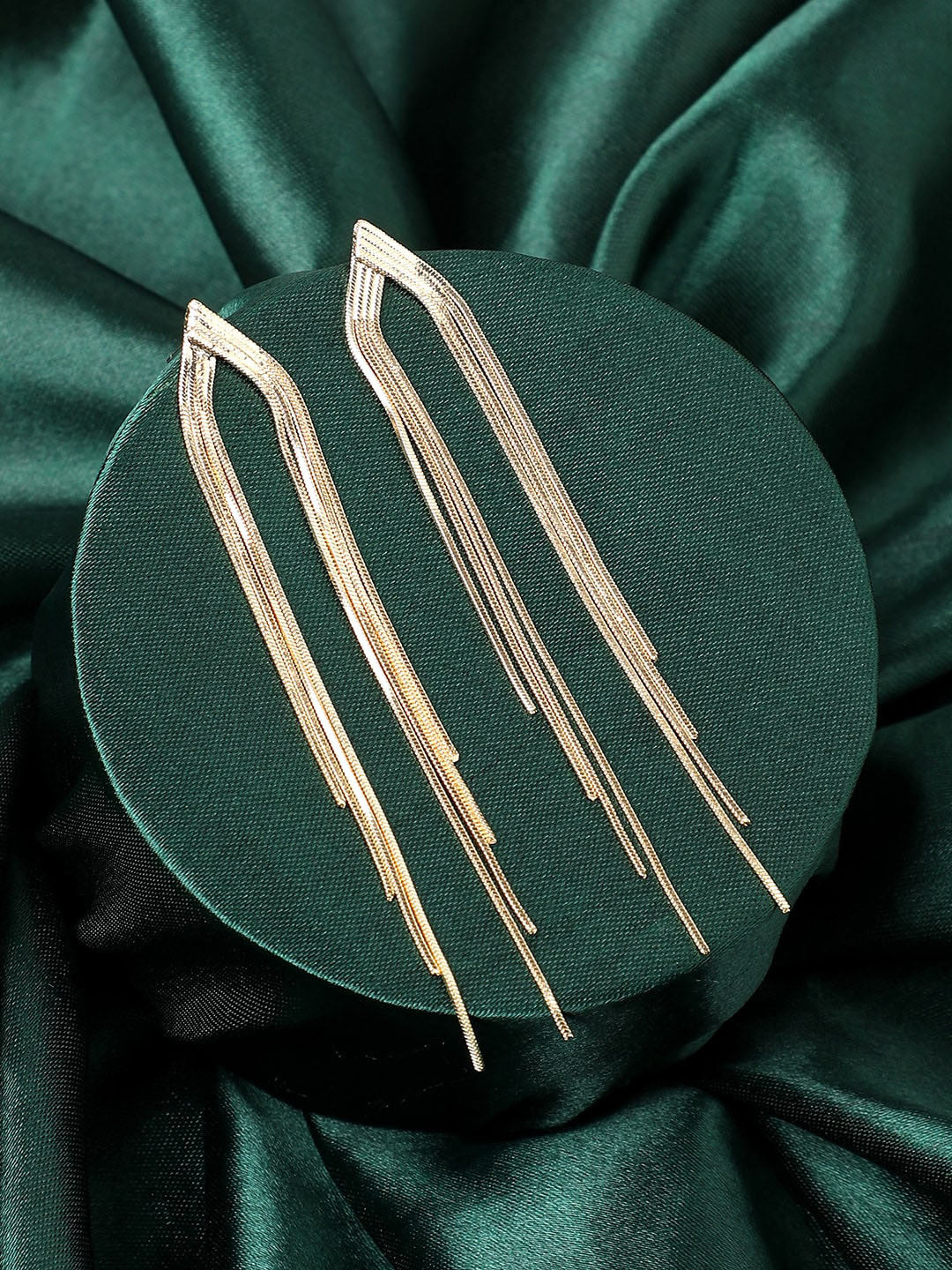 Gold-Plated Dangling Drop Earrings – Retail Jewelry – Contemporary Style – Secure Post-Back