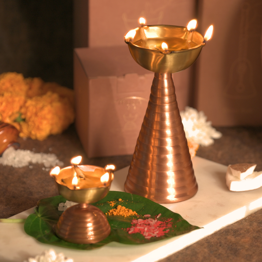 Brass & Copper Candle Holder - Sculptural Modern Design