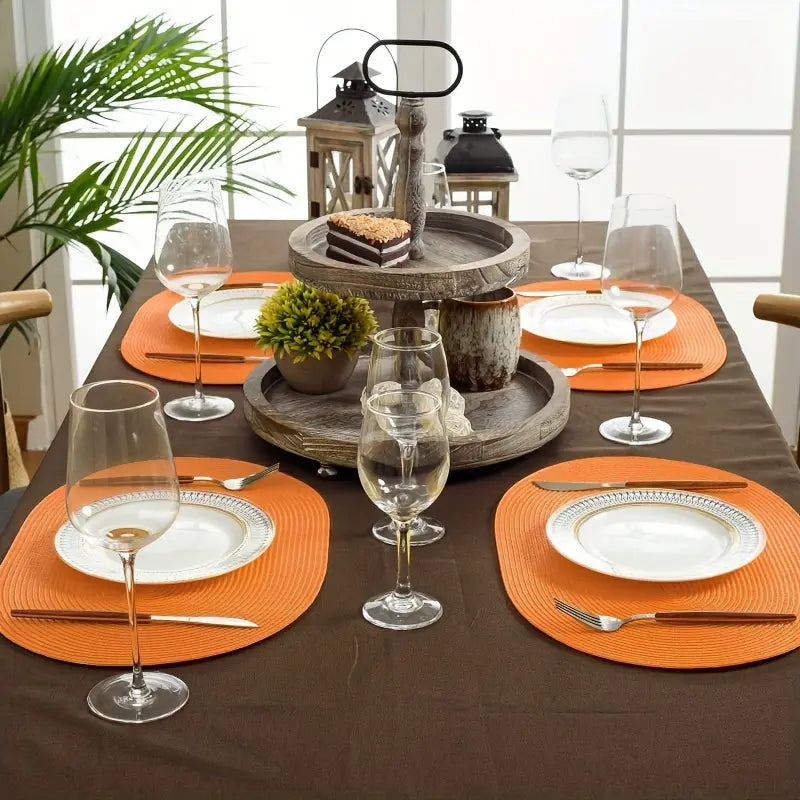 Oval Placemats 4-Pack - Heat Resistant Non-Woven Table Mats