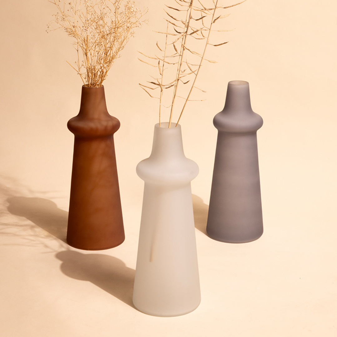 Frosted Glass Vase For Long Stems - 3 Colors