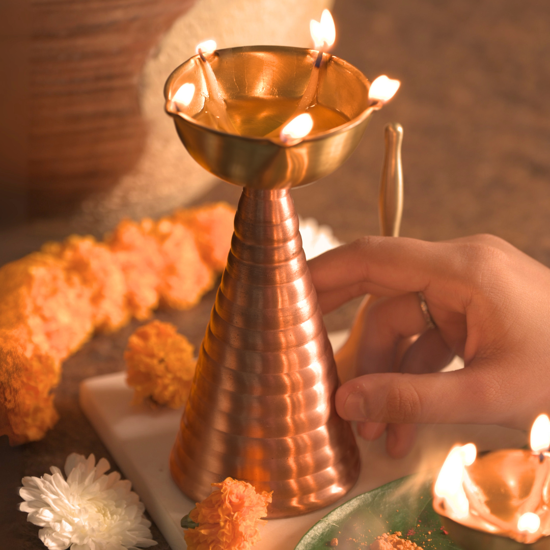 Brass & Copper Candle Holder - Sculptural Modern Design
