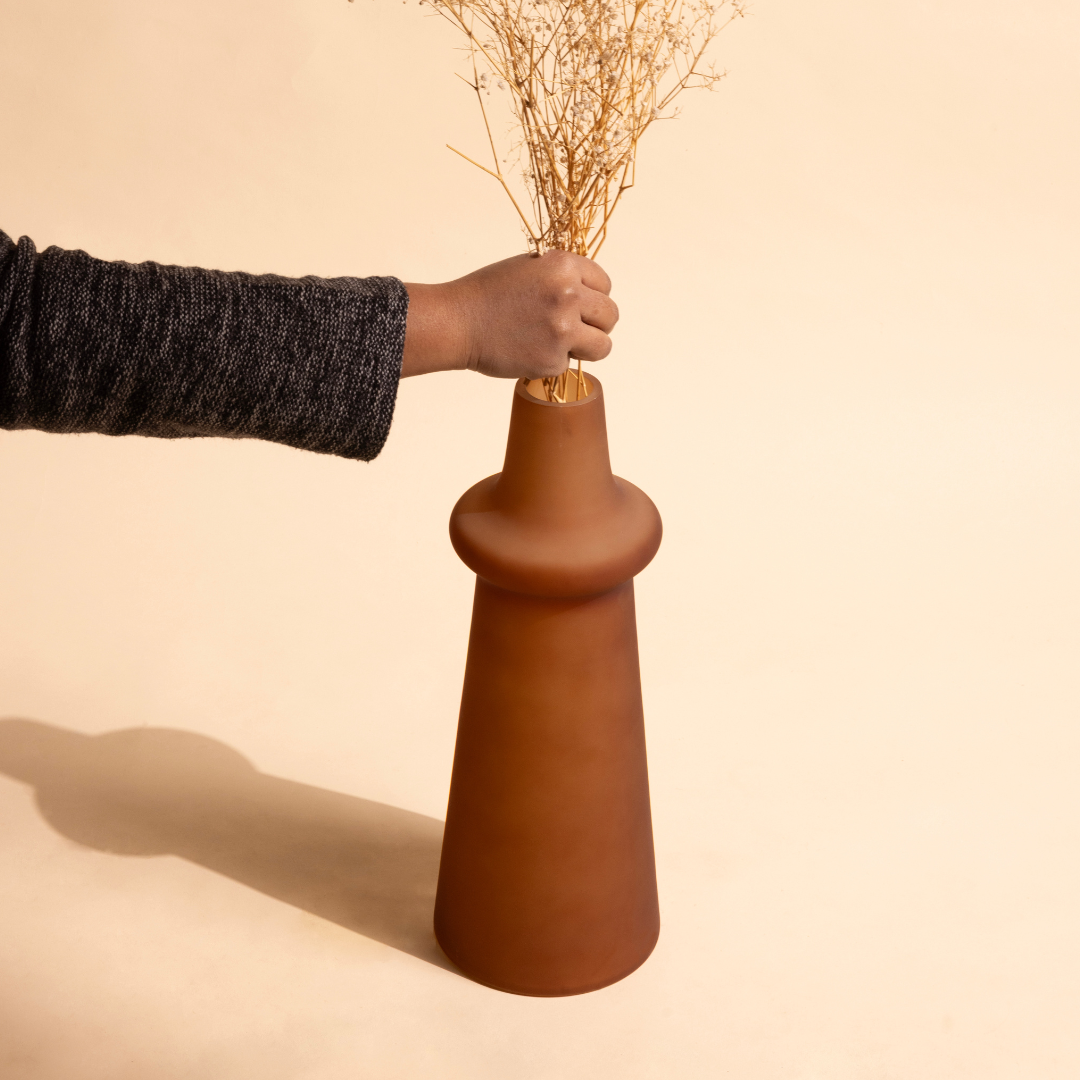 Frosted Glass Vase For Long Stems - 3 Colors