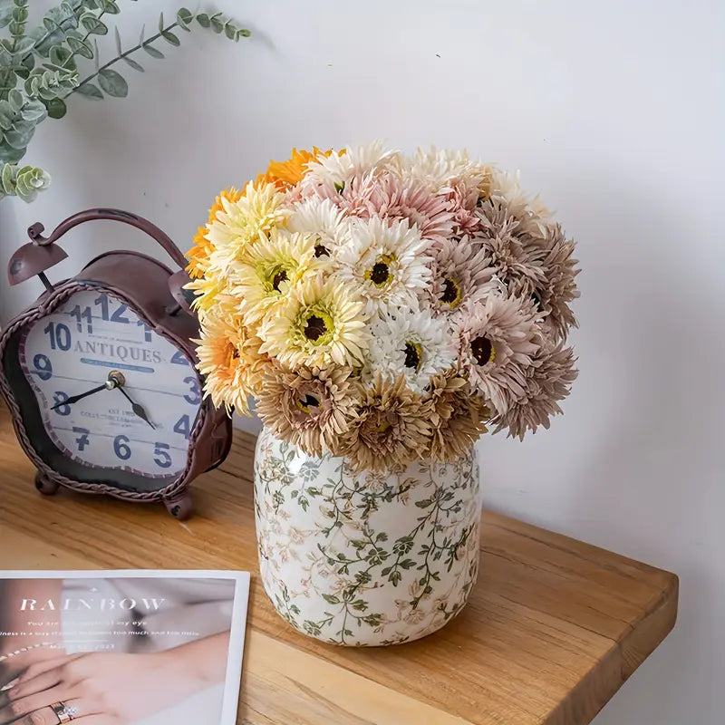 Silk Chrysanthemum Artificial Flowers - Home Wedding Decor (9pcs)