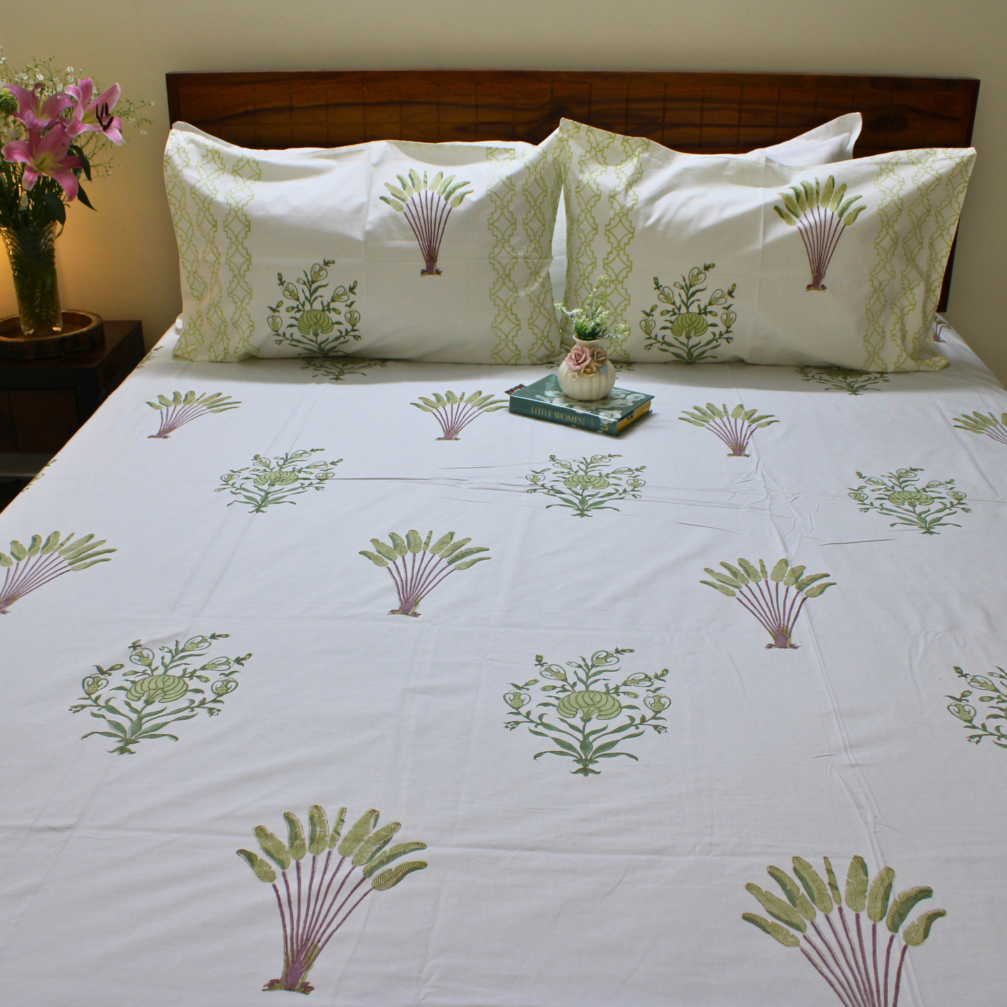 Bedsheet | Cotton Handblock-printed Garden | Set of 3