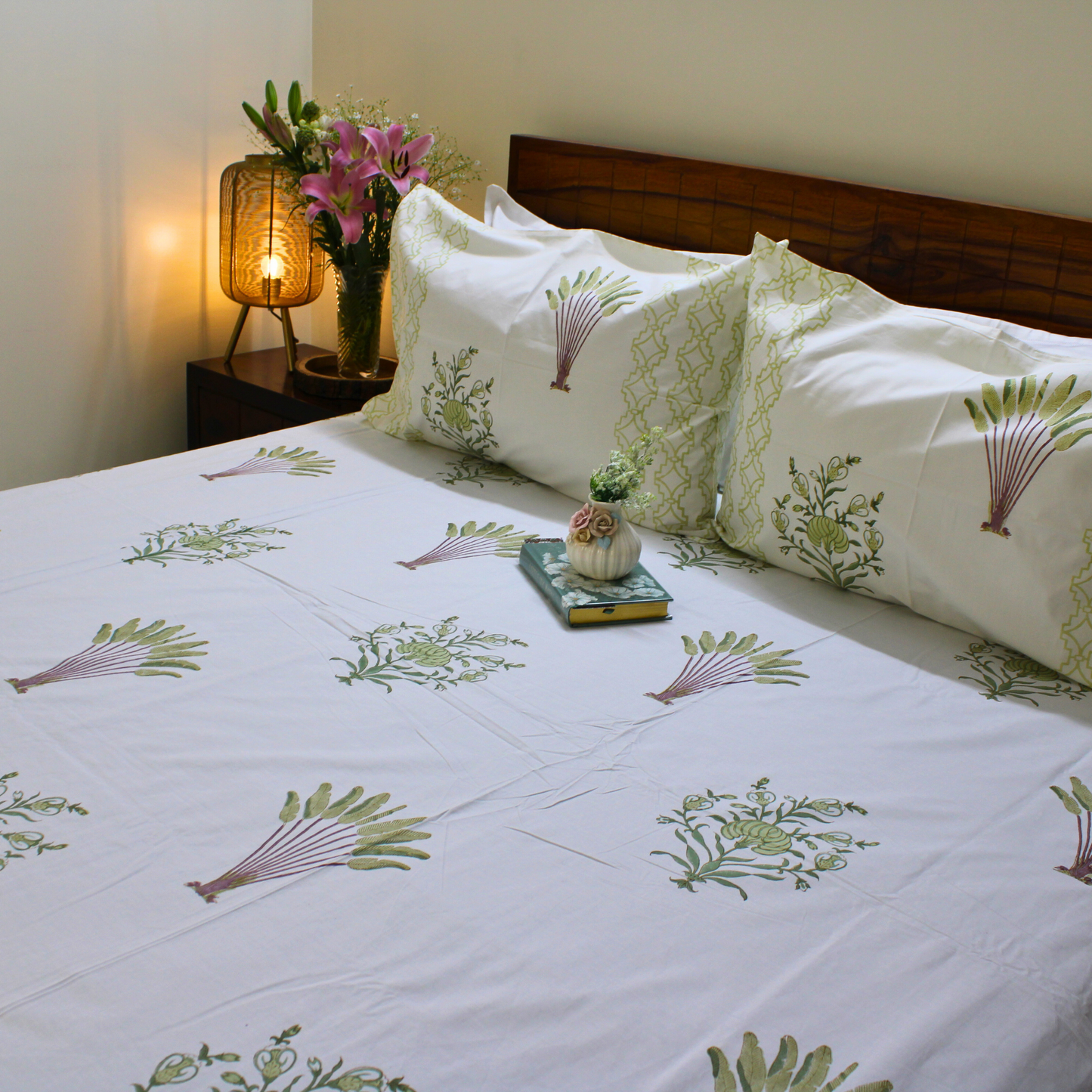Bedsheet | Cotton Handblock-printed Garden | Set of 3