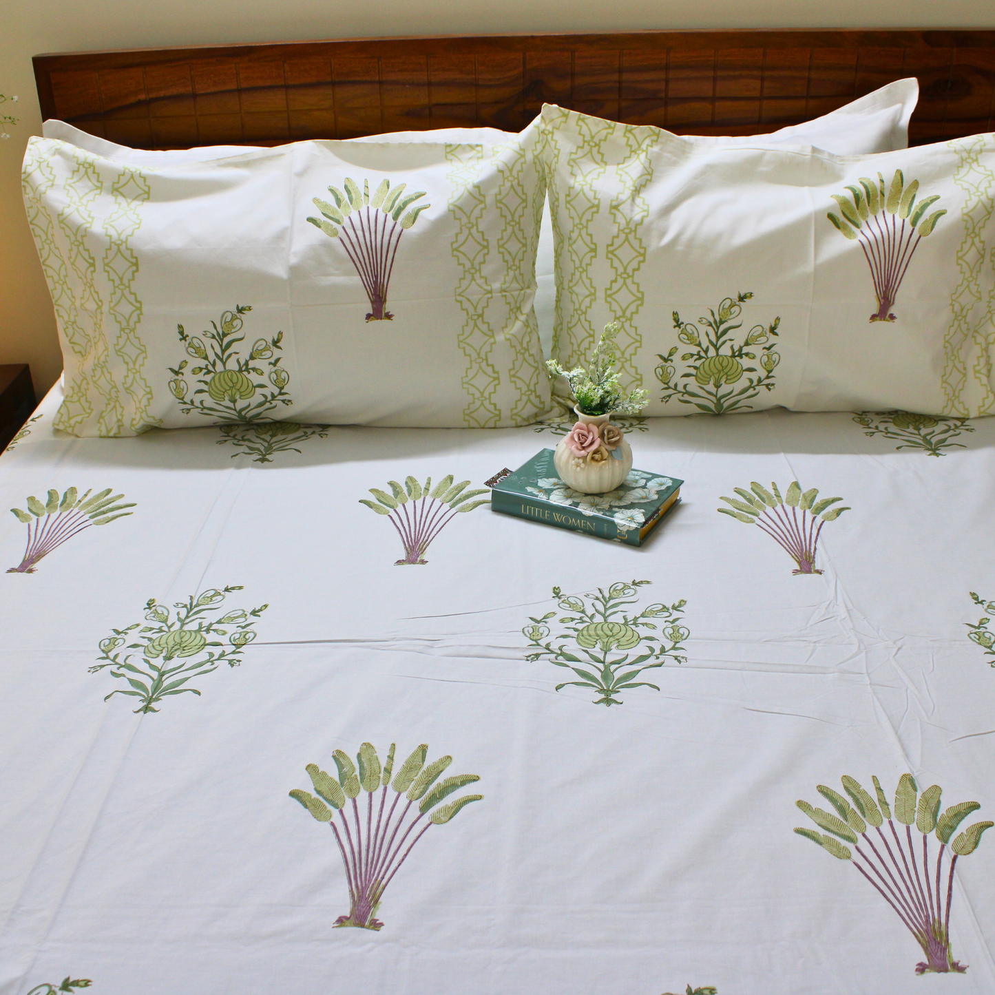Bedsheet | Cotton Handblock-printed Garden | Set of 3
