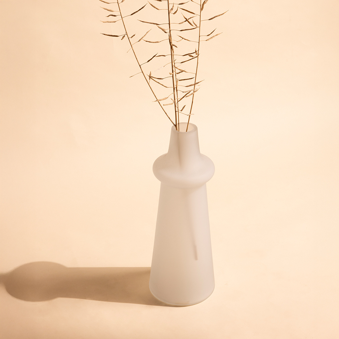 Frosted Glass Vase For Long Stems - 3 Colors