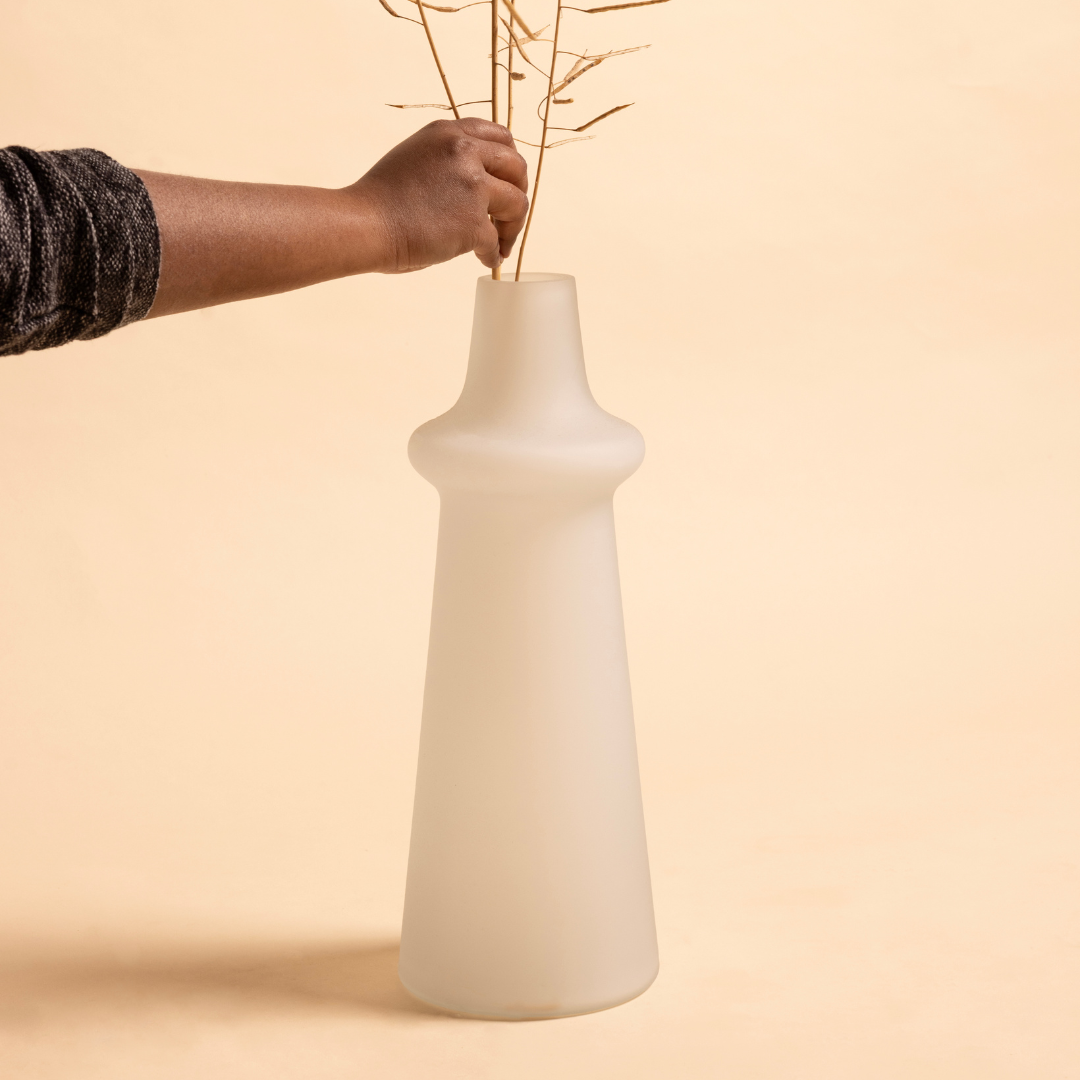Frosted Glass Vase For Long Stems - 3 Colors