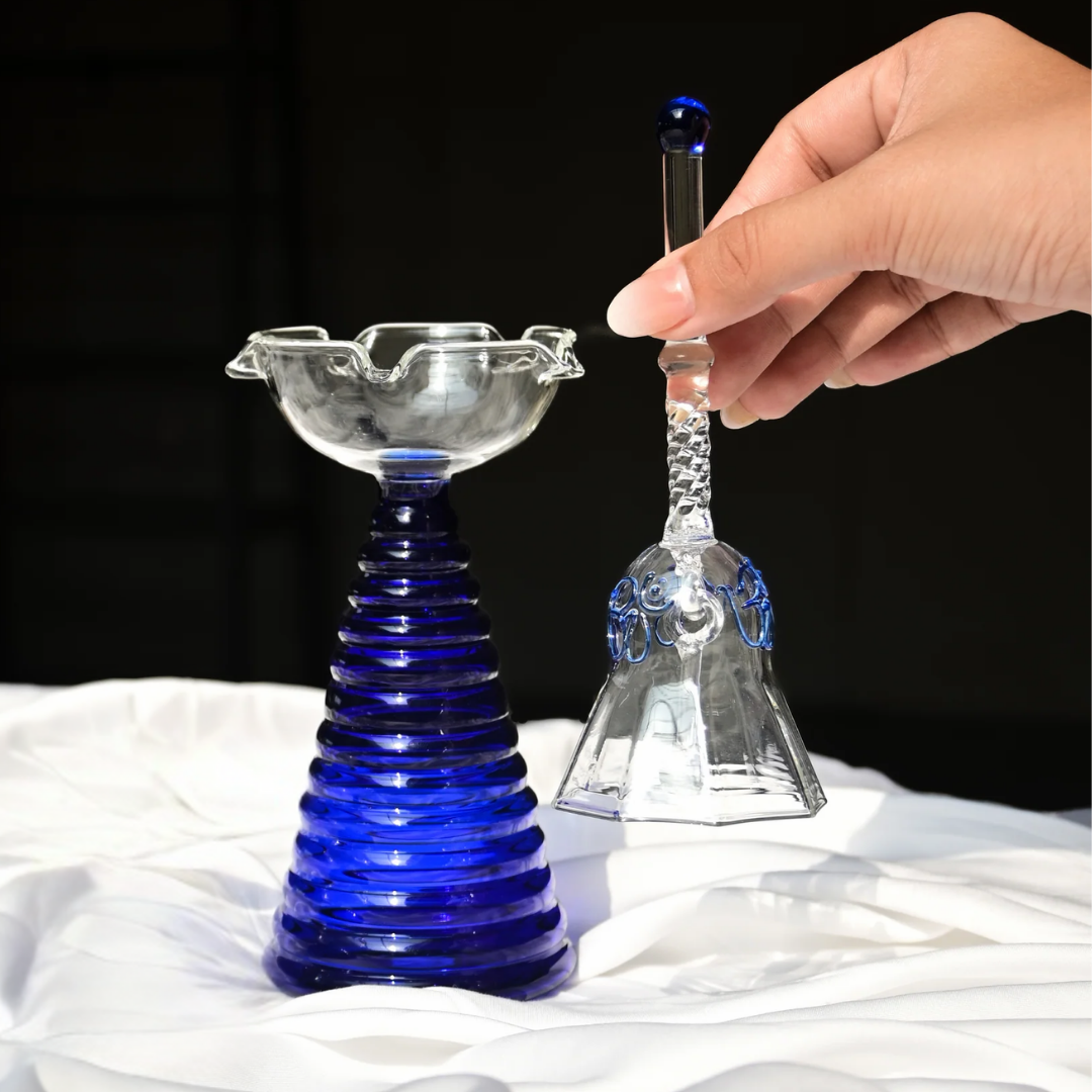 Glass Ringing Bell Candle Holder - Modern Diya Design