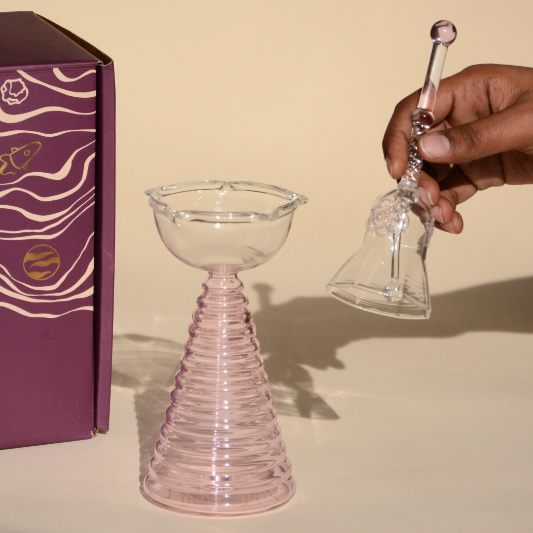 Glass Ringing Bell Candle Holder - Modern Diya Design