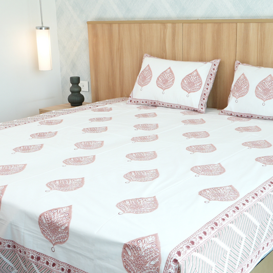 Bedsheet | Cotton Handblock Rajasthani | 3 Piece Set