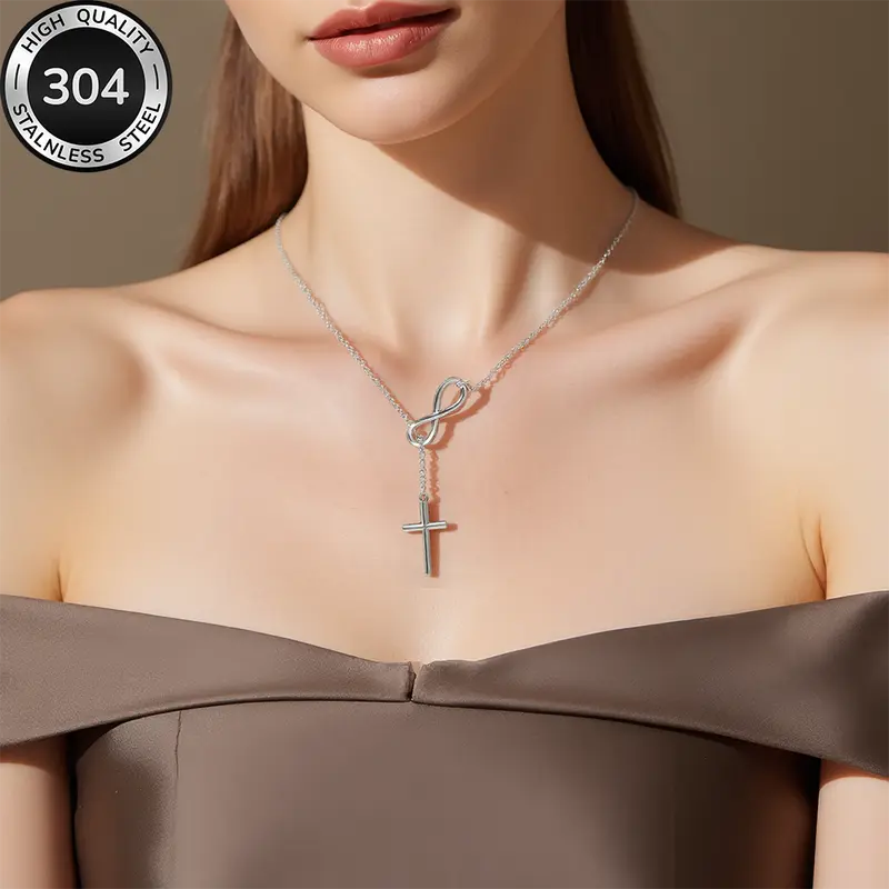 Stainless Steel Cross Pendant Necklace - Hypoallergenic