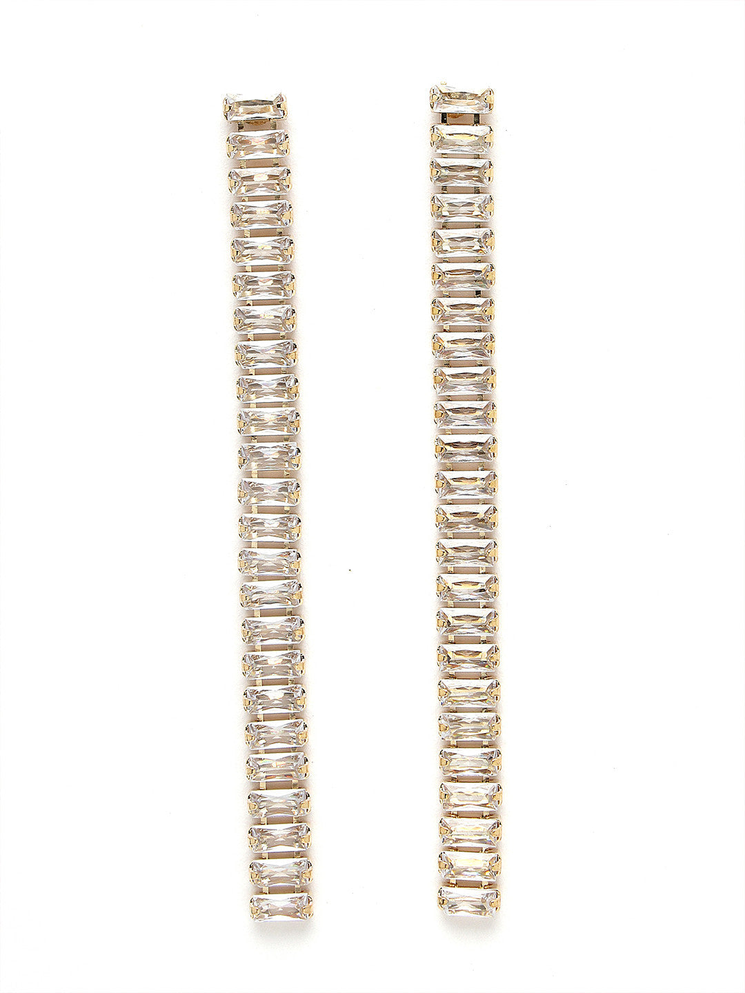 Gold Plated Cubic Zirconia Drop Earrings – Fashion Jewellery – Gold Plated, CZ – 7.5 cm Length