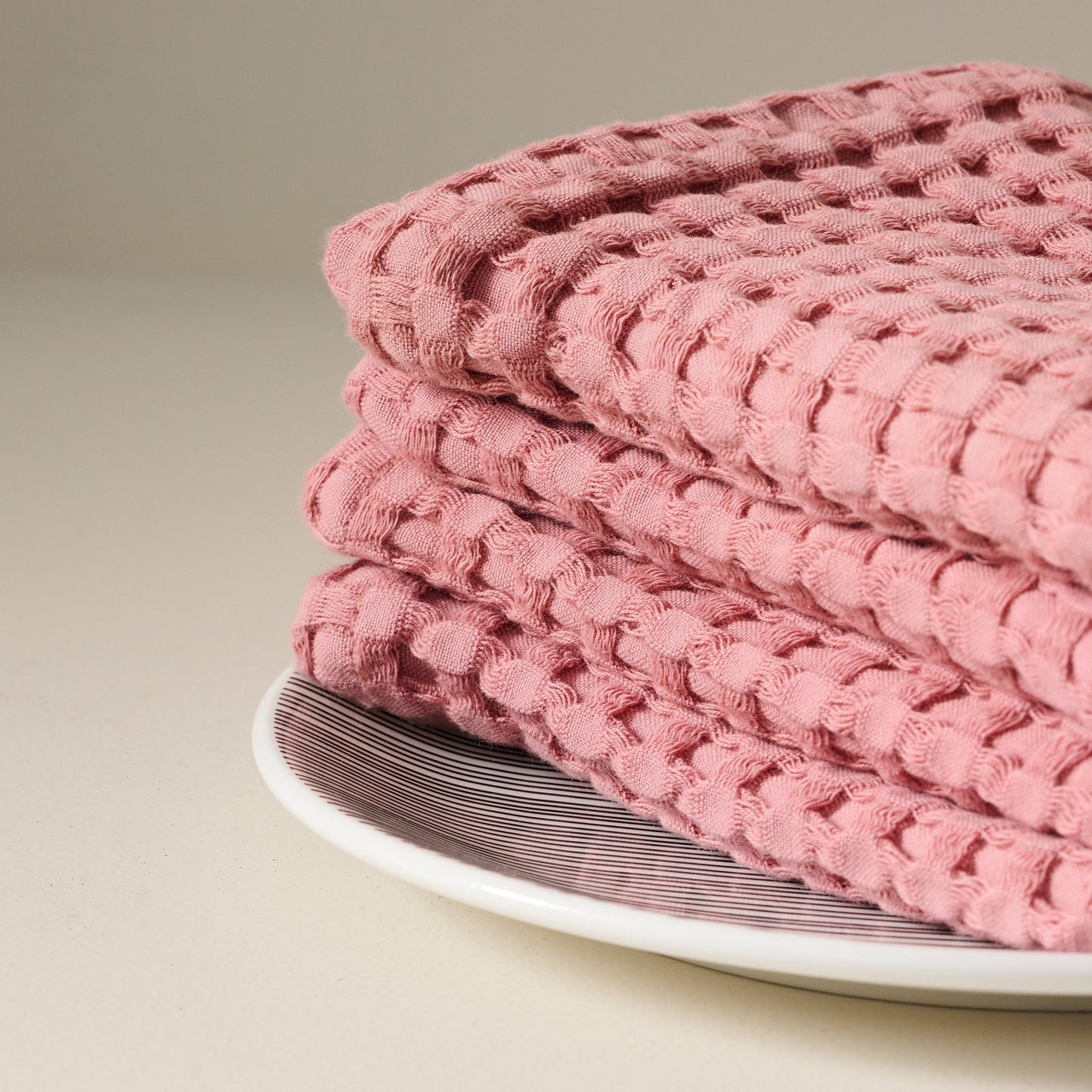 Cotton Waffle Towel - Dusty Pink