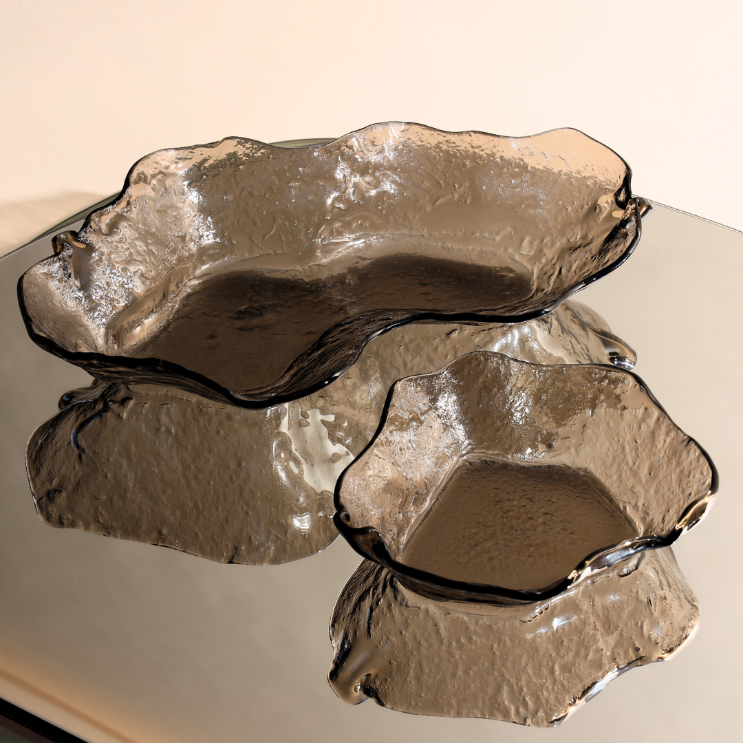 Slumped Glass Serving Bowl - Organic Silhouette
