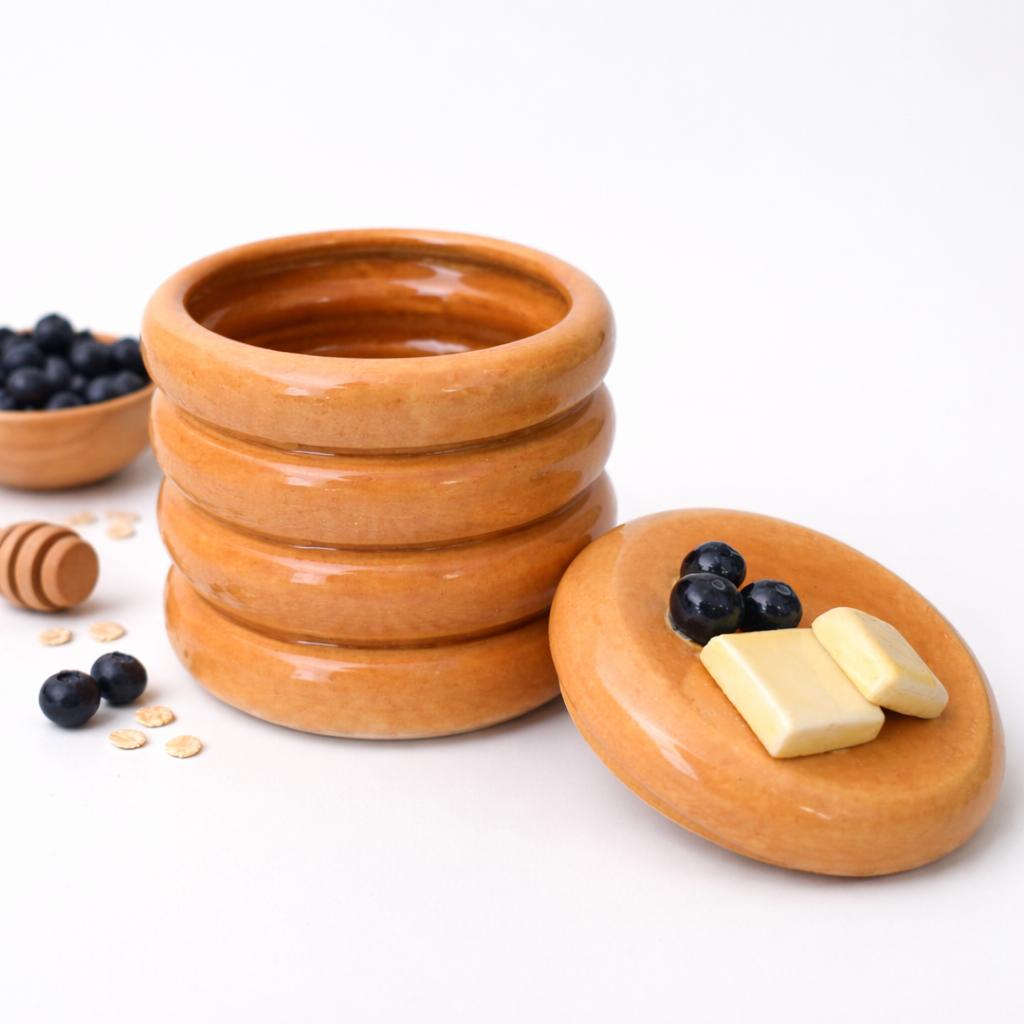 Storage Jar | Ceramic Sculpted Pancake Stack