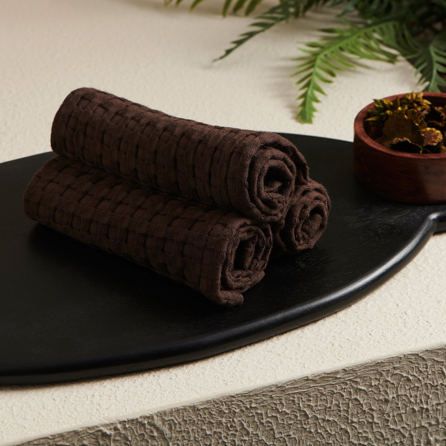 Cotton Bamboo Waffle Face Towel - Peat, Hypoallergenic