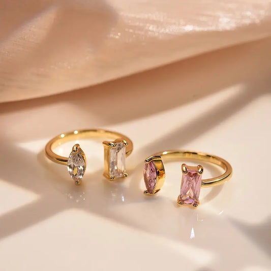Adjustable CZ Ring - Geometric Women's Fashion Jewelry