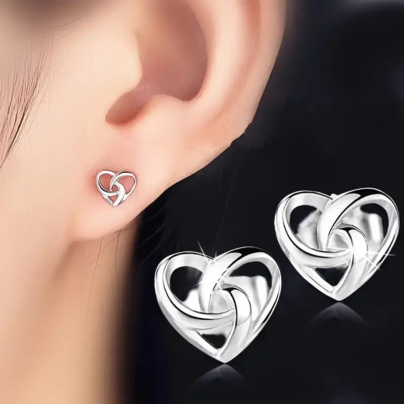 Celtic Knot Heart Stud Earrings – Nickel-Free Copper Jewelry Romantic Valentine’s Gift
